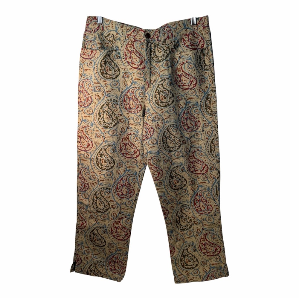 Lauren Ralph Lauren Paisley Linen Blend Cropped Petite Trousers Pants 8P Classic